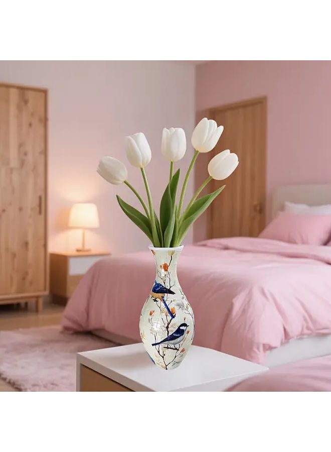 SH1689 طائر سعيد 3D فازة أحجية 160 قطعة زخارف طيور وزهور أحجية صعبة للكبار ديكور أنيق للمنزل والمكتب هدية - Image 4